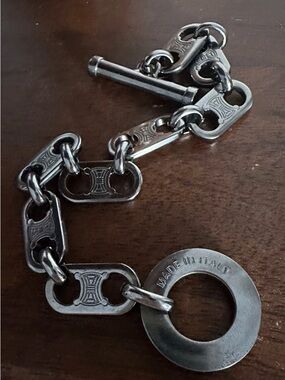 Celine Silver Chain Link Toggle Bracelet